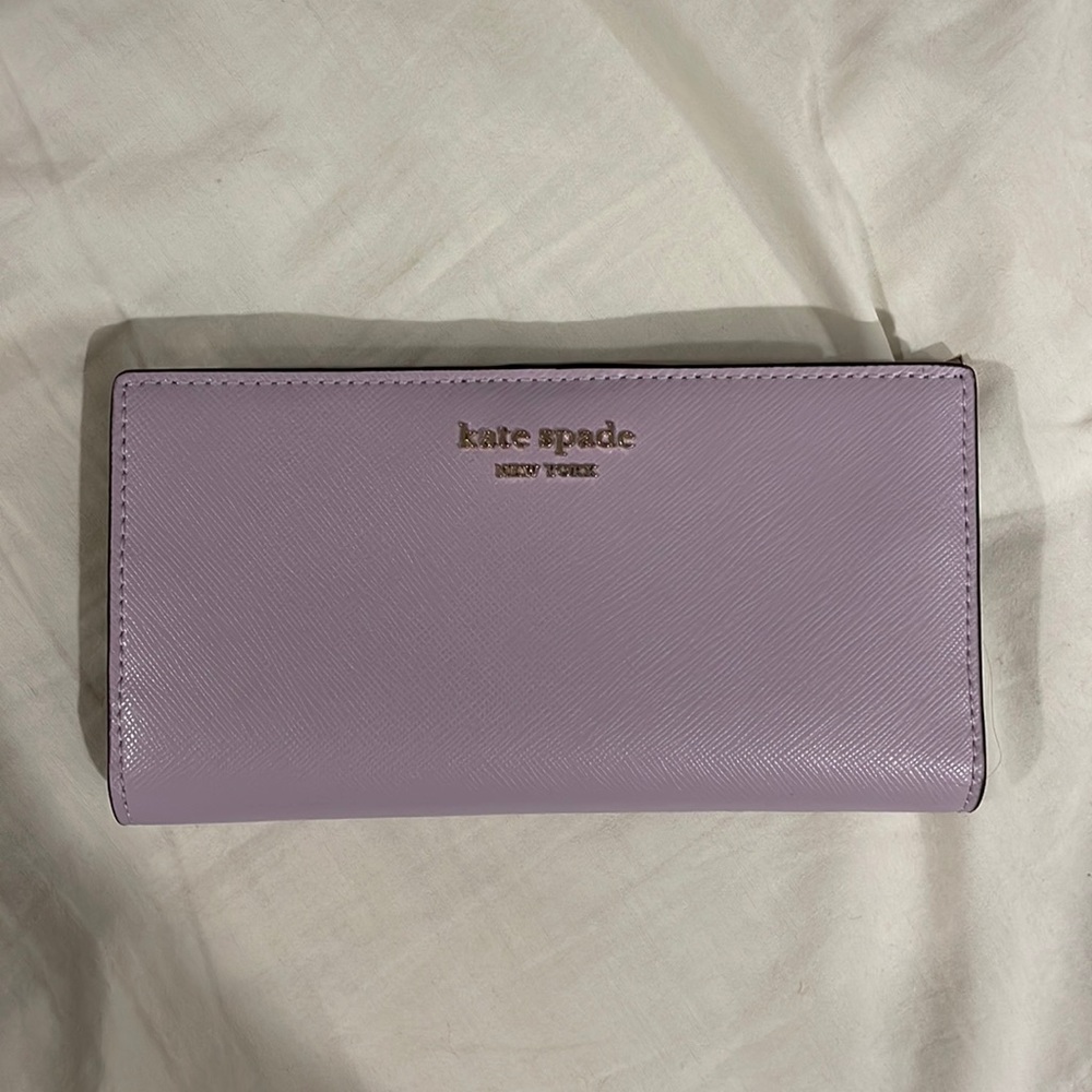purple kate spade medium bifold wallet